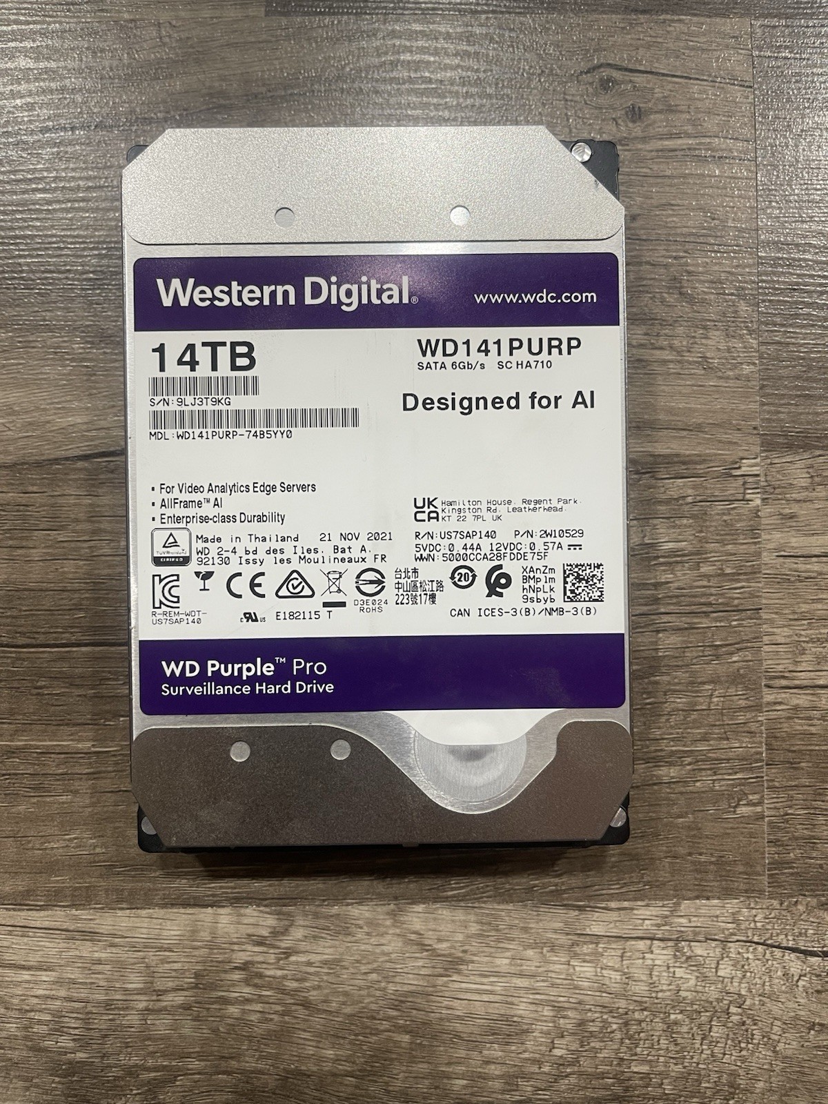 Western Digital WD141PURP 14TB SATA 3.5" Purple Pro Surveillance Hard Drive