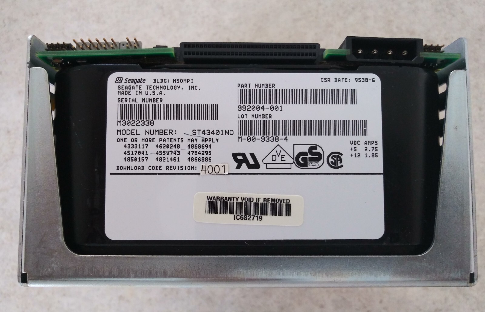 4.3GB Seagate ST43401ND 5.25” 68 PIN SCSI Hard Disk Drive NOS Enterprise Grade
