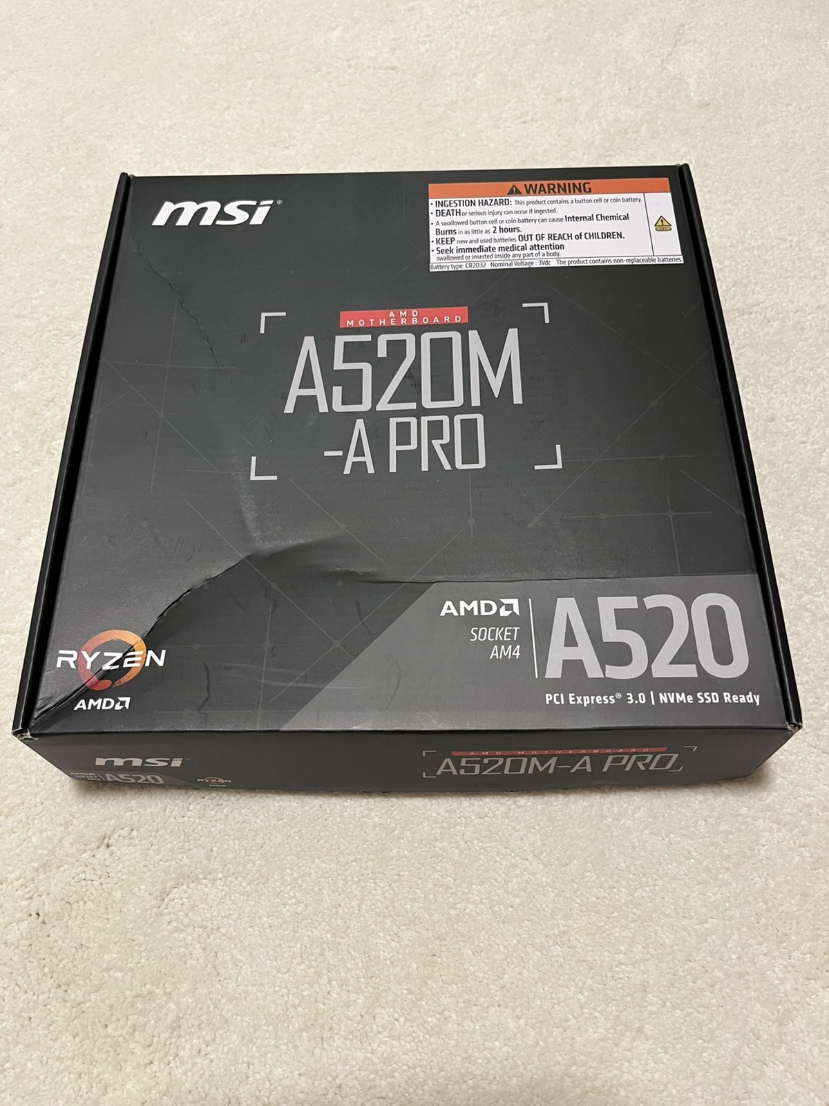 MSI A520M-A PRO AM4 AMD A520 USB3.2 Gen1 Micro-ATX Motherboard New