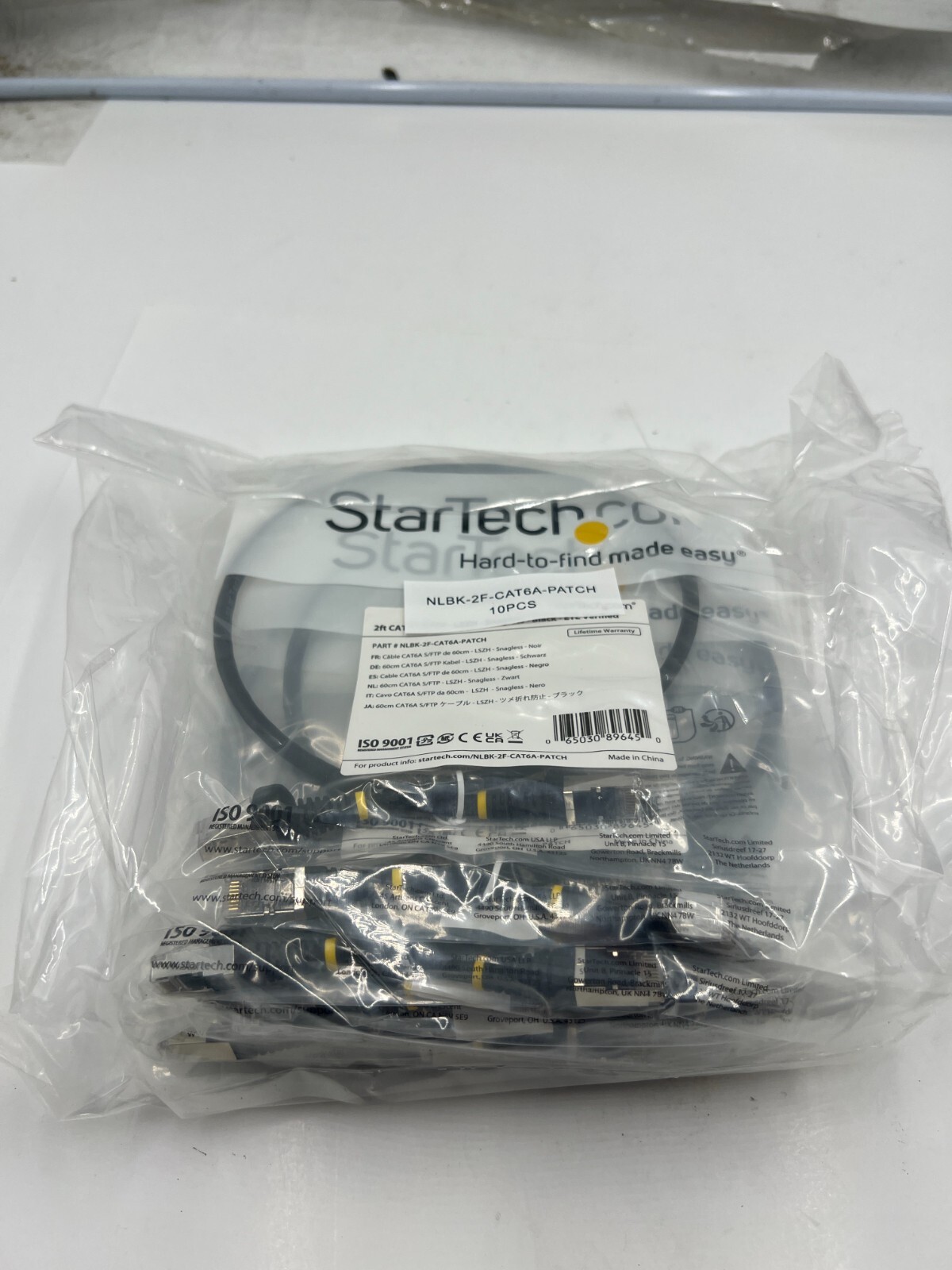 Pack of 10-StarTech NLBK-2F-CAT6A-PATCH CAT6A S/FTP Network Ethernet Cable 2ft