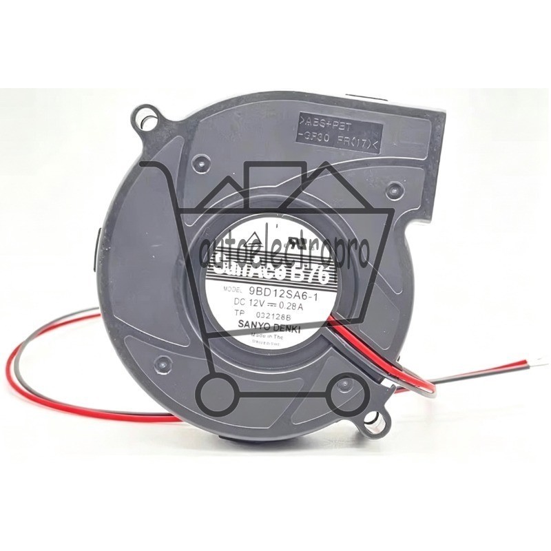 Sanyo 9BD12SA6-1 DC12V 0.28A 7620 2-Wire Turbo Cooling Fan