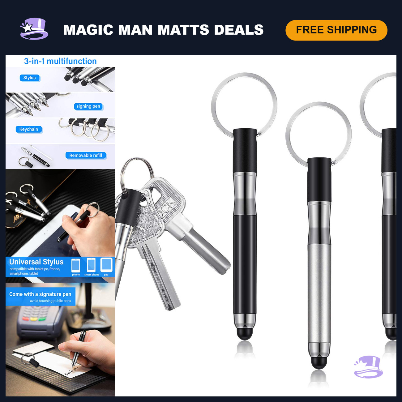 4 Pcs Mini Stylus Pens with Keychain for Touchscreen Devices - Portable & Precis