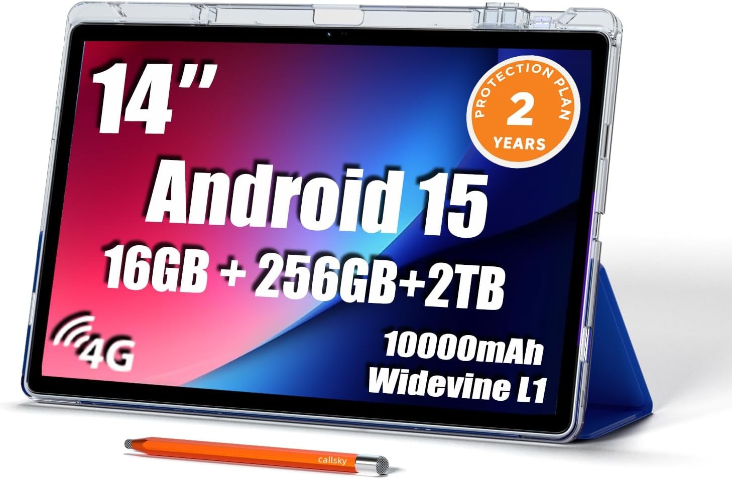 Callsky 14 inch Tablet Android 15 16GB RAM 256GB ROM 1920x1200 IPS FHD Display