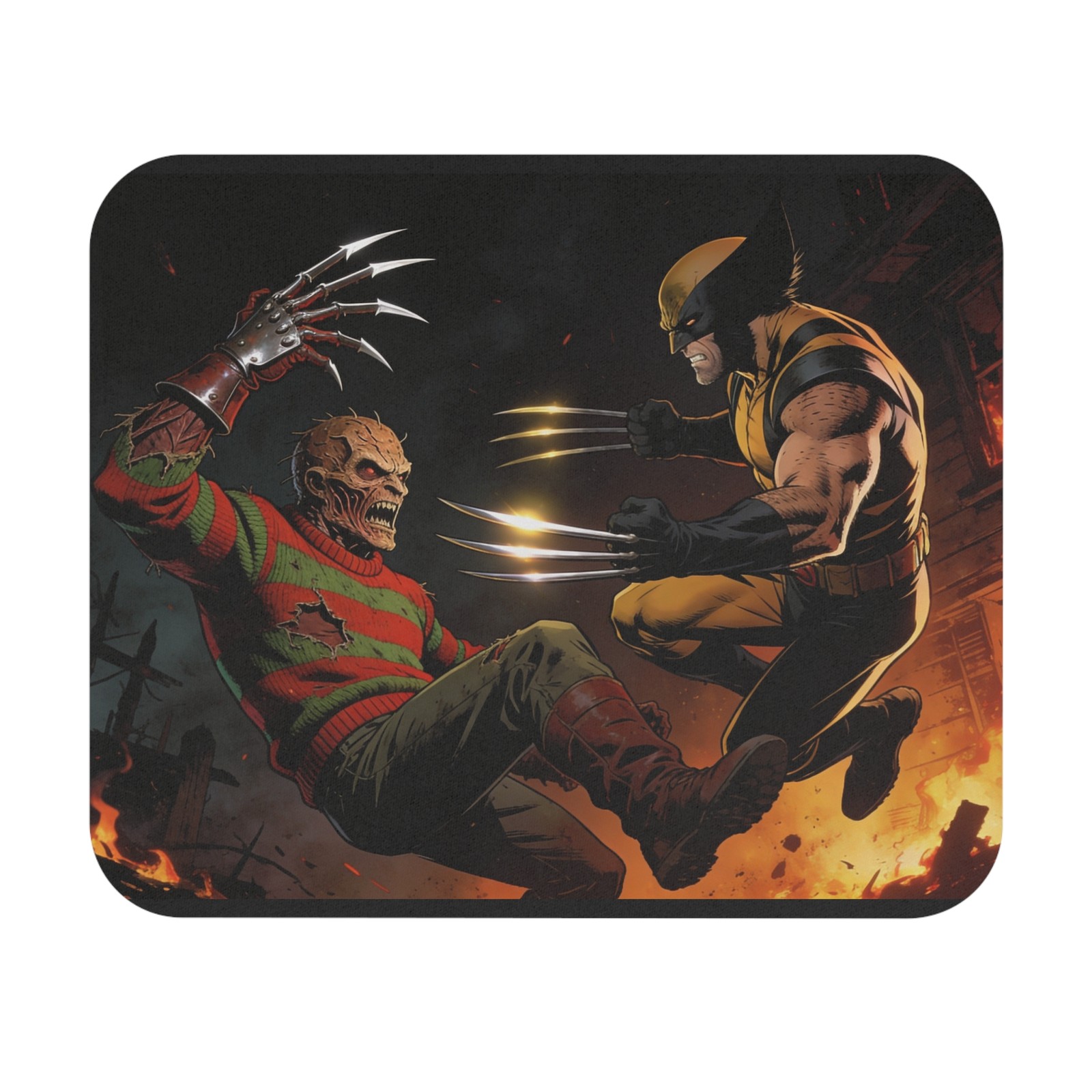 Wolverine vs Freddy Krueger Mouse Pad Horror vs Superhero Desk Mat A Nightmare 