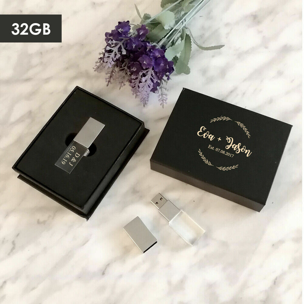 Personalized Crystal USB Flash Drive & Box Bundle, Wedding Gifts, Wedding USB