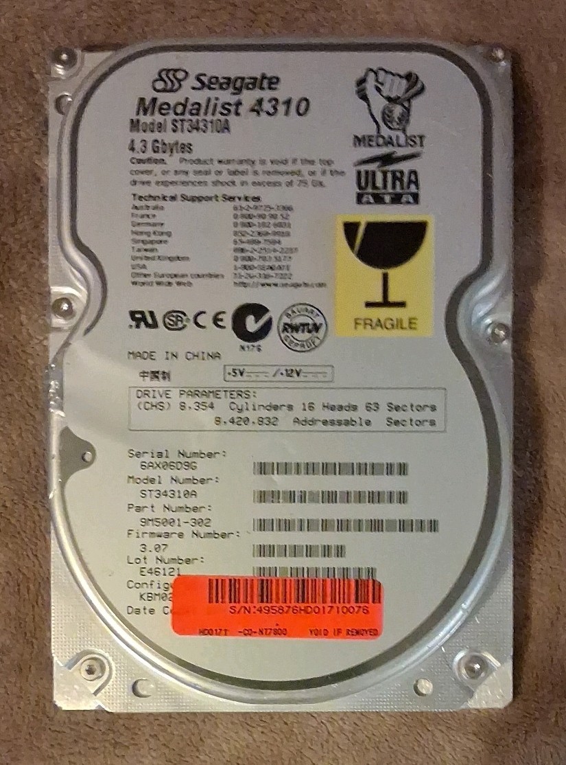 Seagate Medalist 4310 4.31GB Ultra ATA Hard Drive - Model ST34310A 