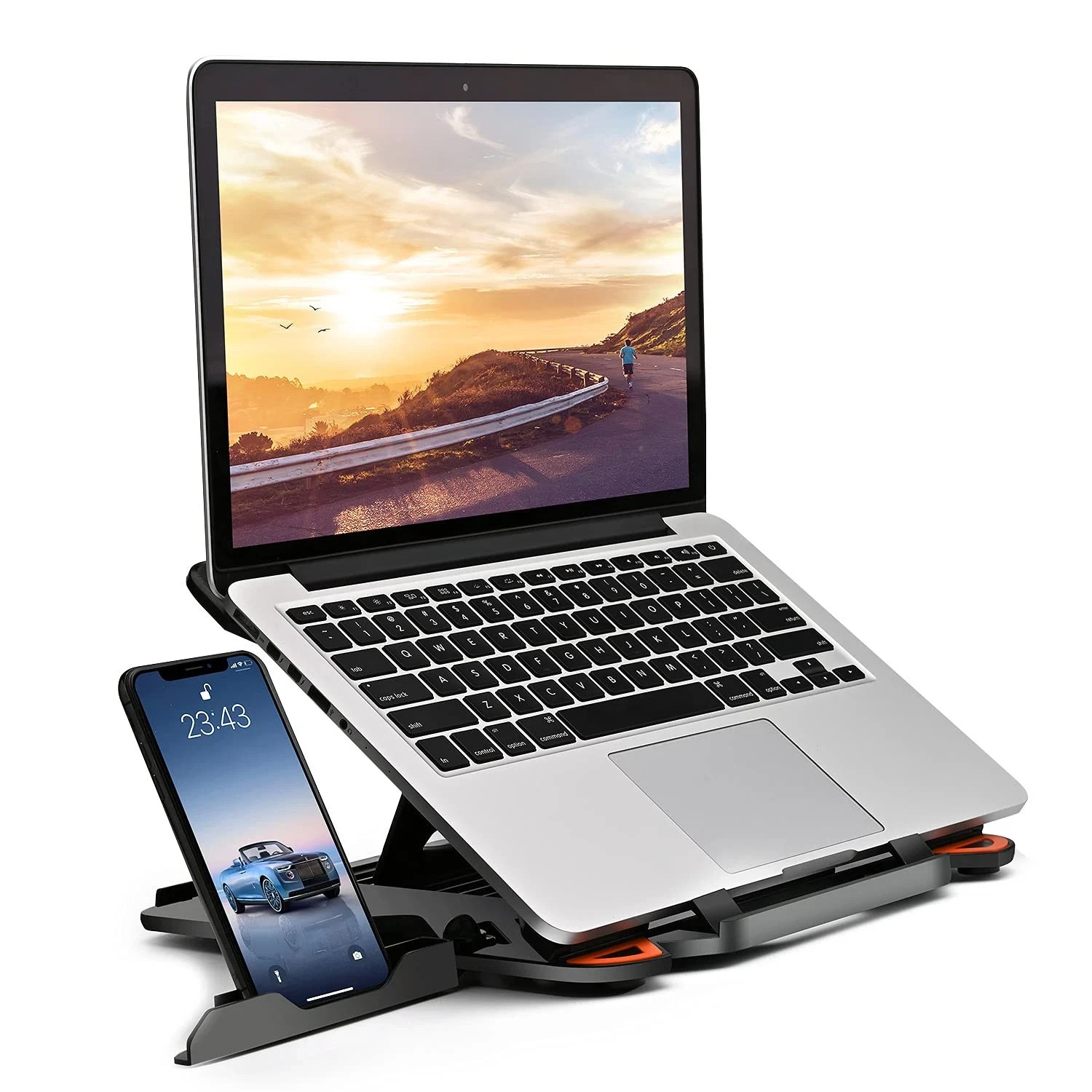 Soporte para Laptop Ajustable Con Base Giratoria 360° Ergonómico Plegable 10-17"