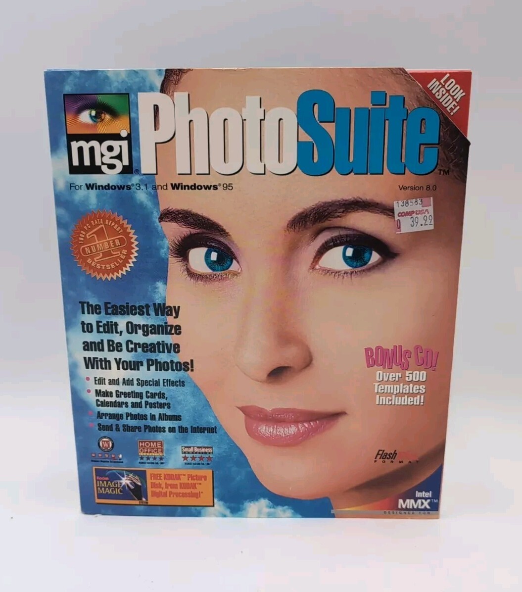 SEALED MGI PhotoSuite Software CD Version 4.0 Windows 95 Vintage Image Editing 