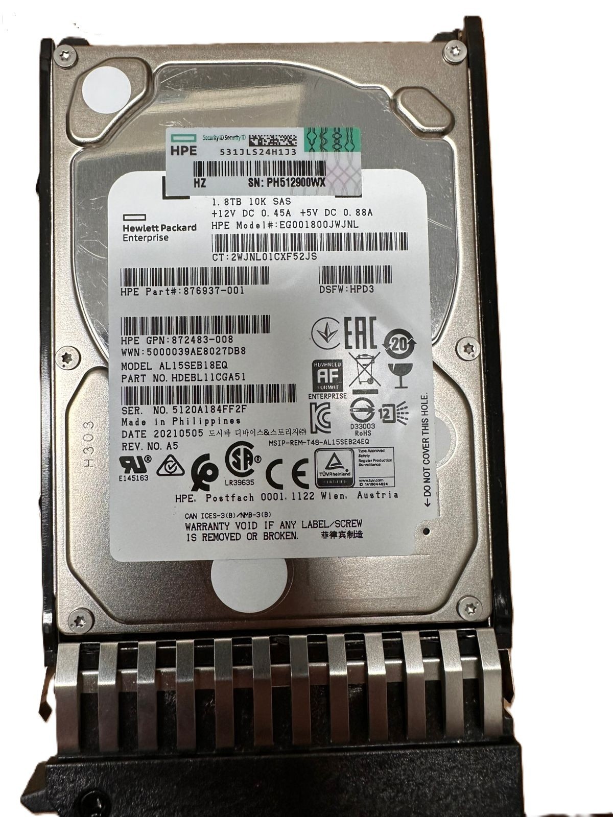 HP 1.8TB 10K SAS HDD