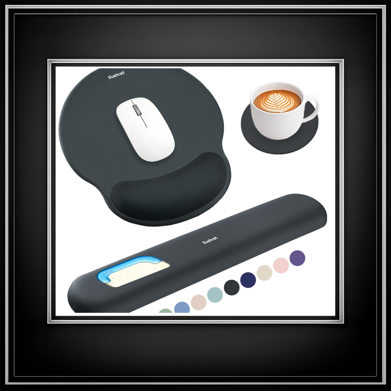 Ergonomic 3-in-1 Gel Memory Foam Mouse Pad & Wrist Rest Set for Gaming & Office