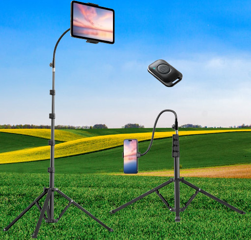 Heavy Duty Tablet Tripod Stand 82” Tall, Floor Stand with Remote and Adjustable