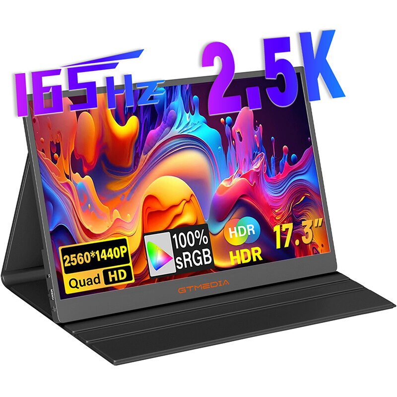 GTMEDIA 165Hz 2.5K Portable Gaming Monitor 17.3" 2560x1440 QHD Extender Screen
