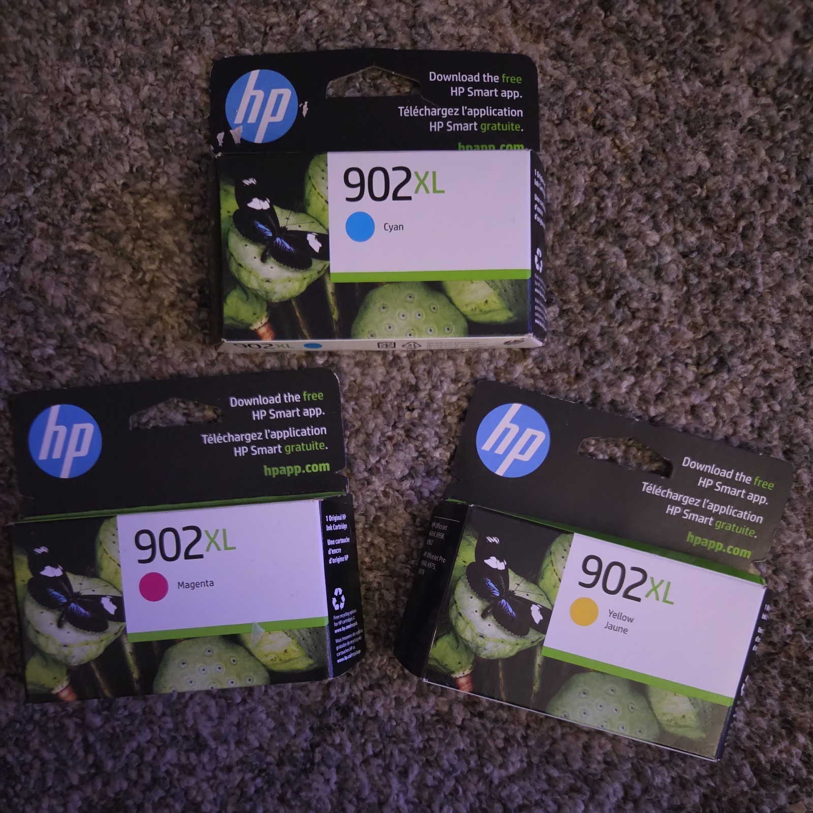 HP 902XL Color Ink Set 3 packs T0A41BN T6L02AN T6L06AN T6L10AN OEM expired 