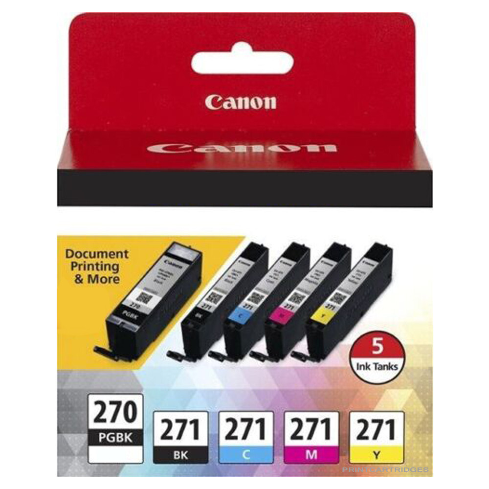 Genuine Canon PGI-270 BK CLI-271 B/C/M/Y Color Ink Cartridges 5 Pack Setup New