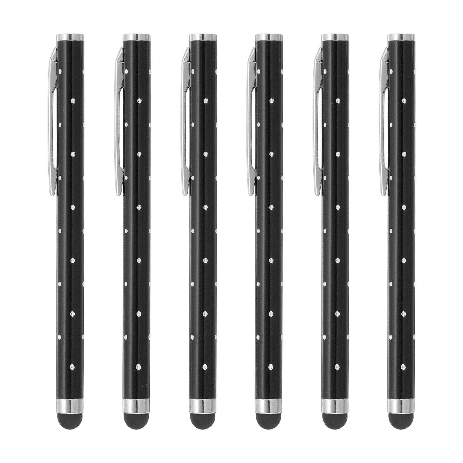 6 Pcs Bling Crystal Stylus Pens for Touch Screens, Black