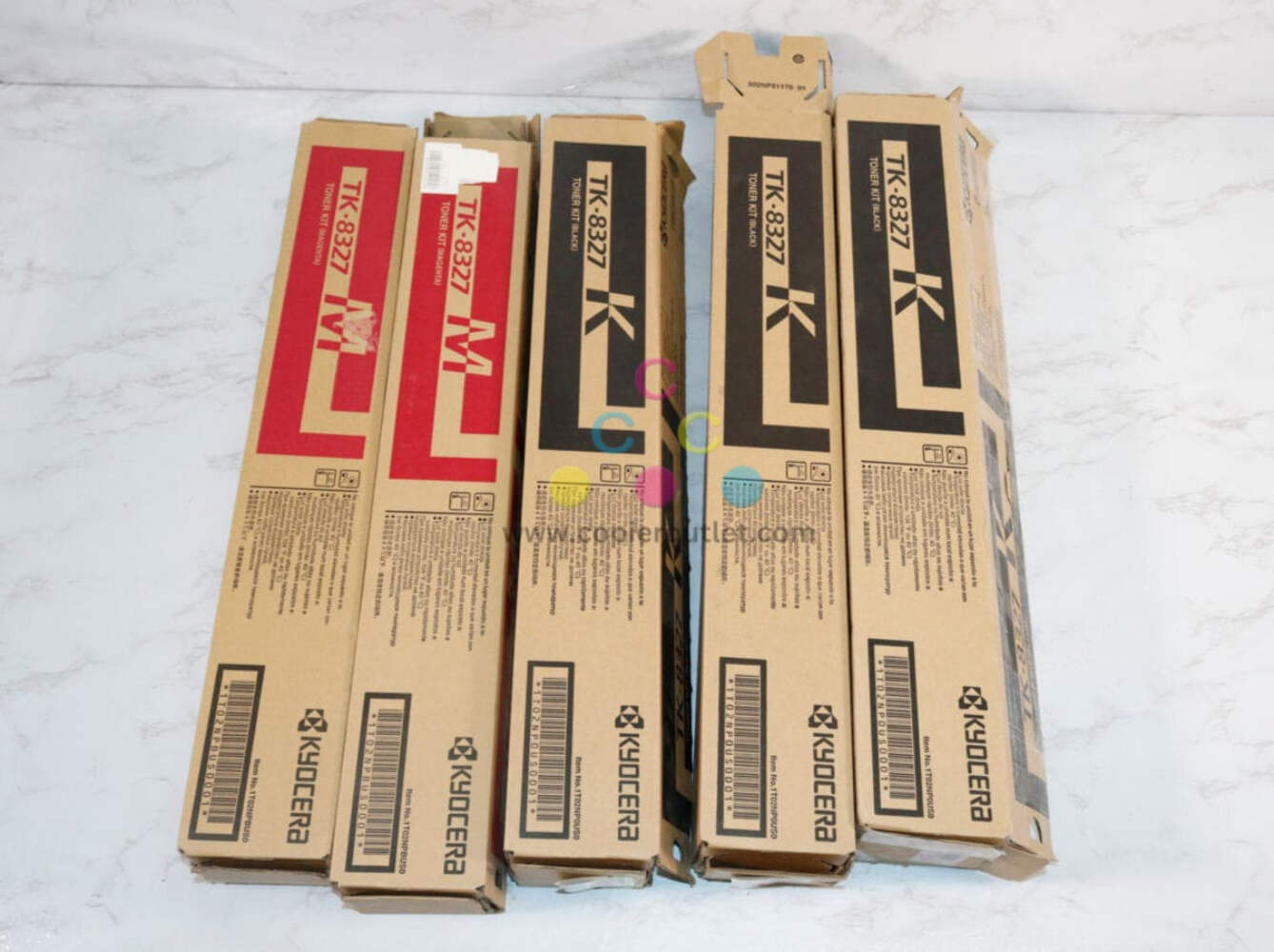 Open OEM Kyocera TASKalfa 2551ci TK-8327M Magenta(x2), TK-8327K Black(x3) Toners