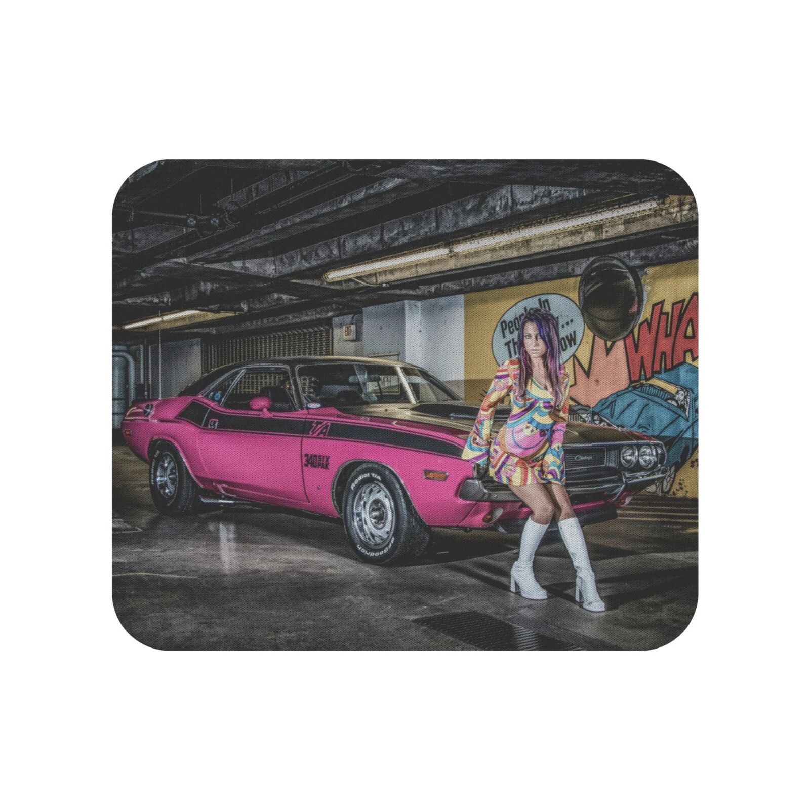 1970 Dodge Challenger T/A 340 Six Pack Panther Pink Muscle Car Mouse Pad Gift
