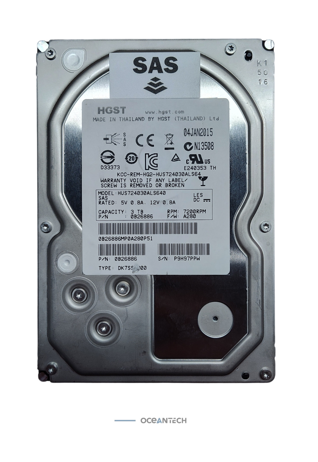 Hitachi 0B26886 HUS724030ALS640 3TB 7.2K SAS 3.5" HDD Hard Drive