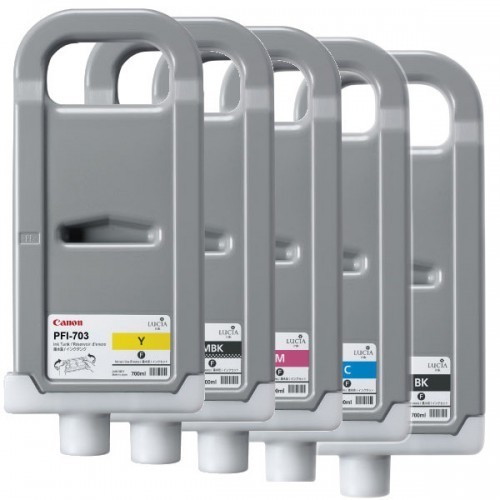 FULL SET of 5 Genuine Canon 703 Inkjets PFI-703 700 ml SEALED BAG NO BOX 2016
