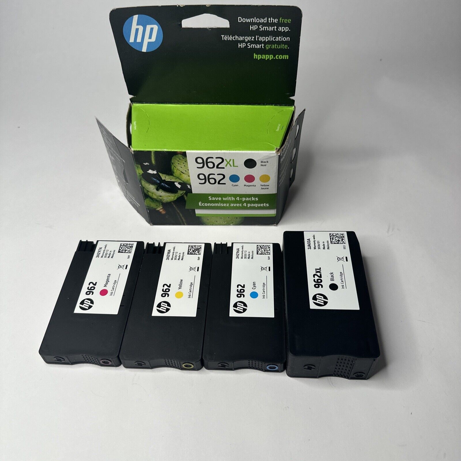 4PK Genuine HP 962XL/962 Combo Pack Black & Tri Color 12/25