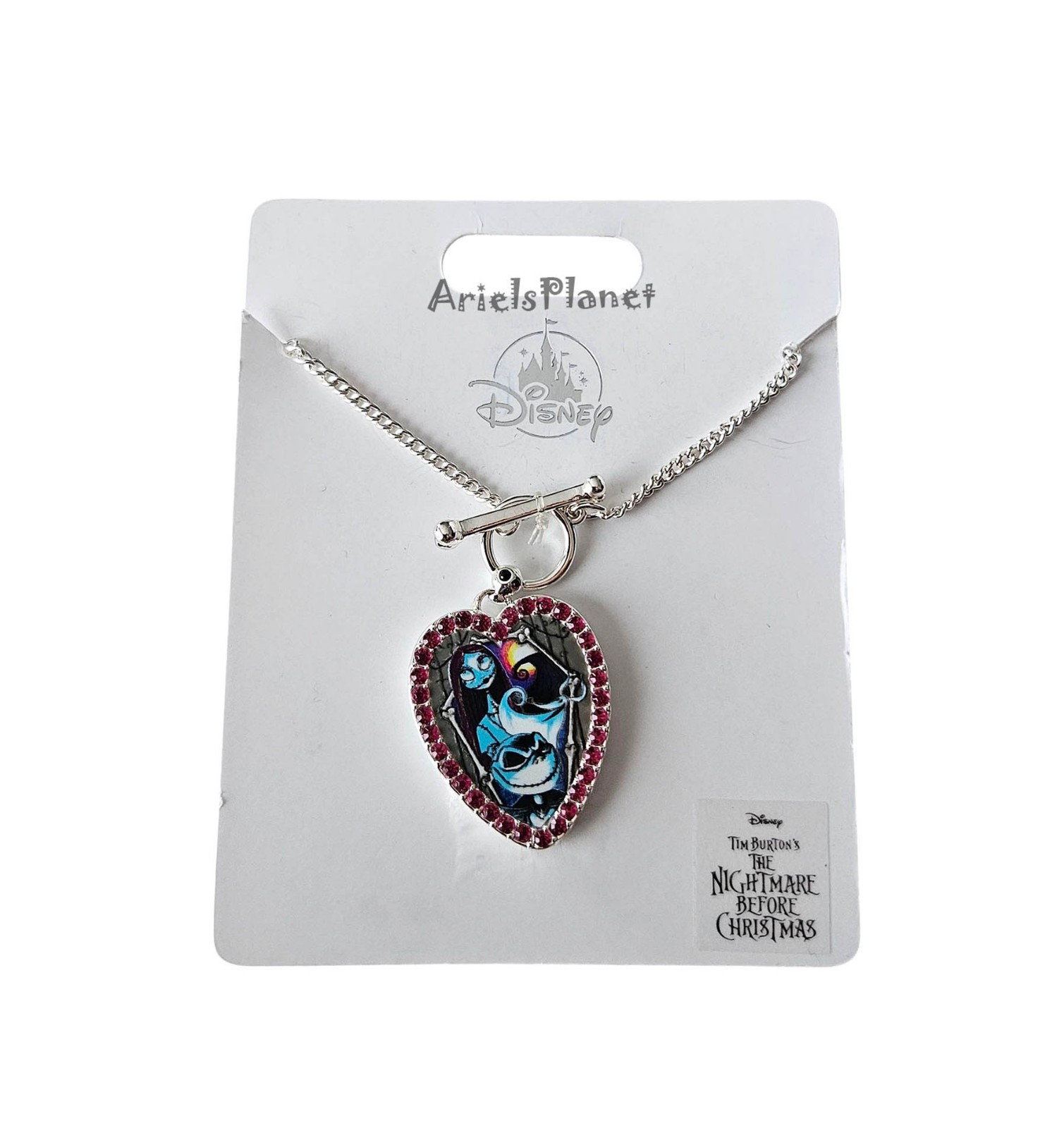  Disney Parks Nightmare Before Christmas Jack & Sally Silver Tone Necklace