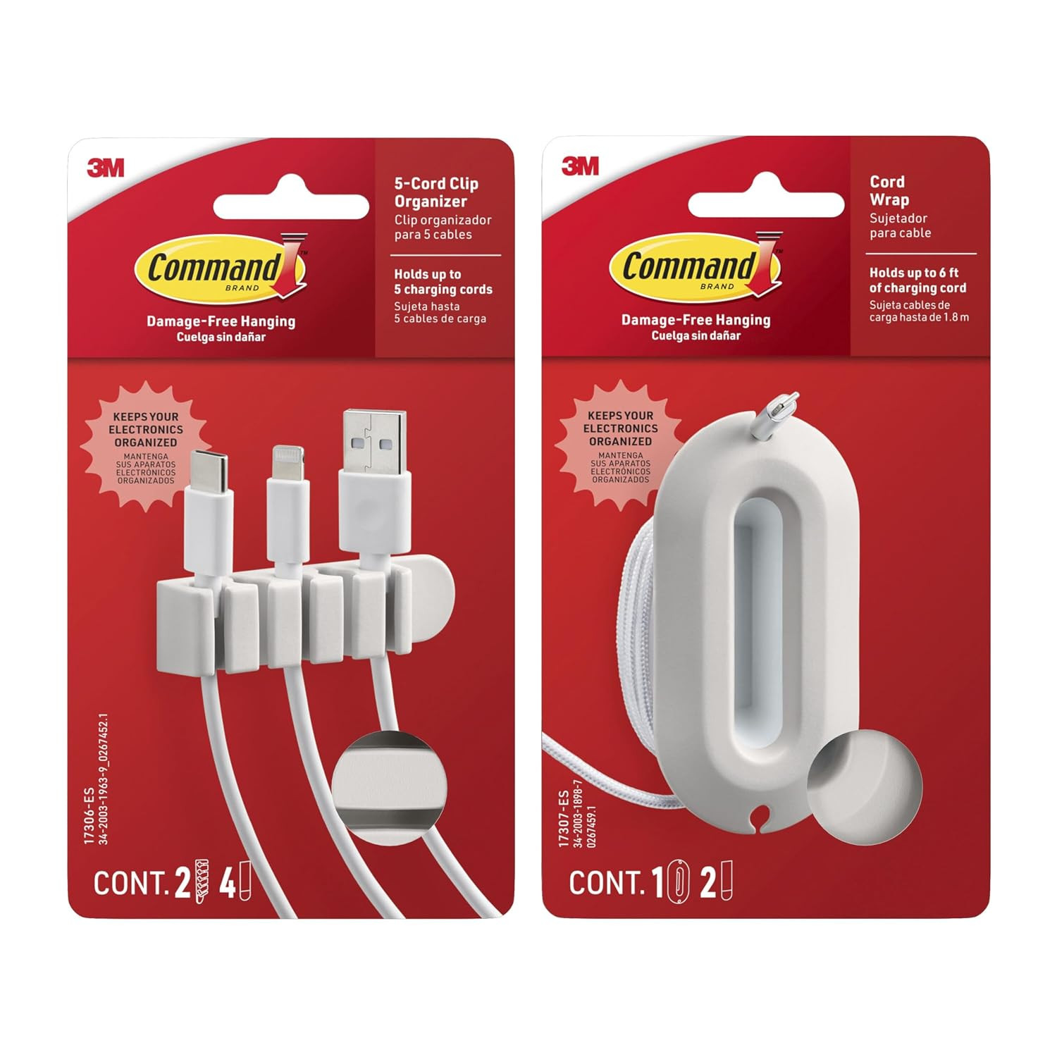 Command 5-Cord Clip Organizer and Wrap Bundle, 2 Clips, 1 Wrap and 6 Medium Stri