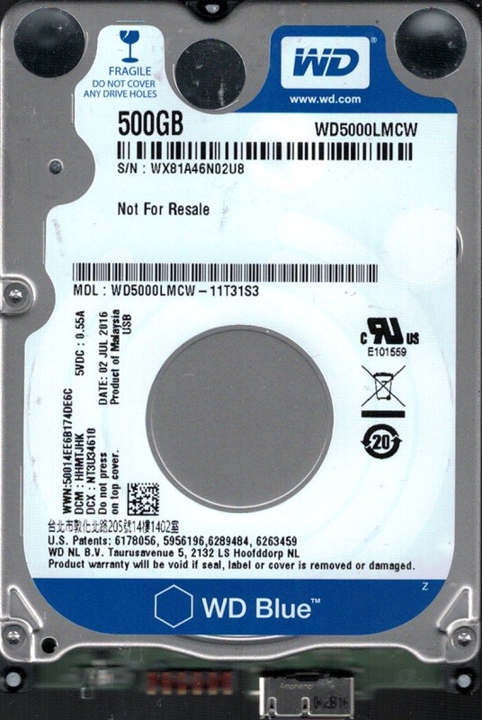 WD5000LMCW-11T31S3 DCM: HHMTJHK WX81A Western Digital 500GB