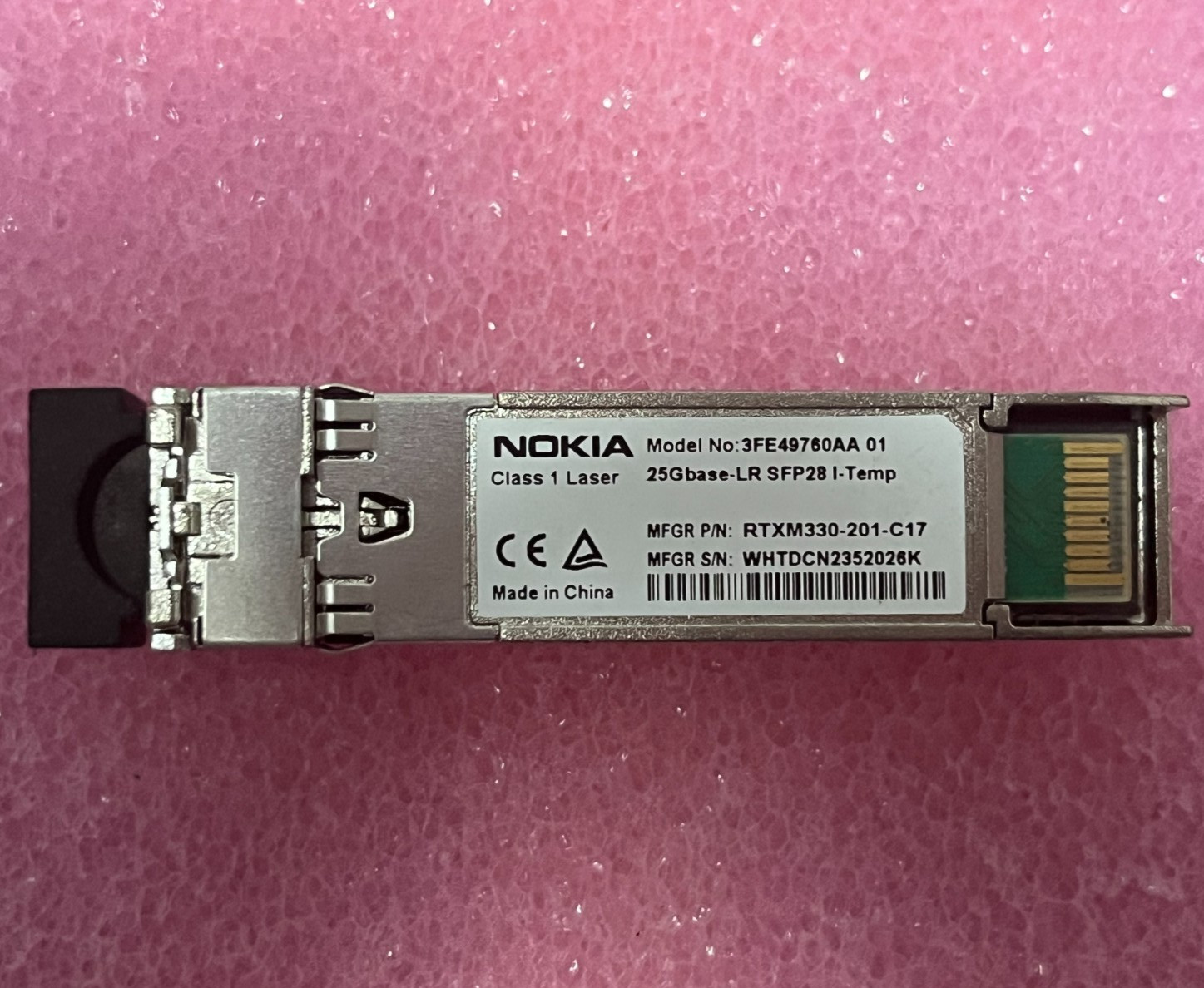 Nokia 3FE49760AA 01 SFP28 25GBASE-LR 1310nm 10KM SMF I-Temp Transceiver
