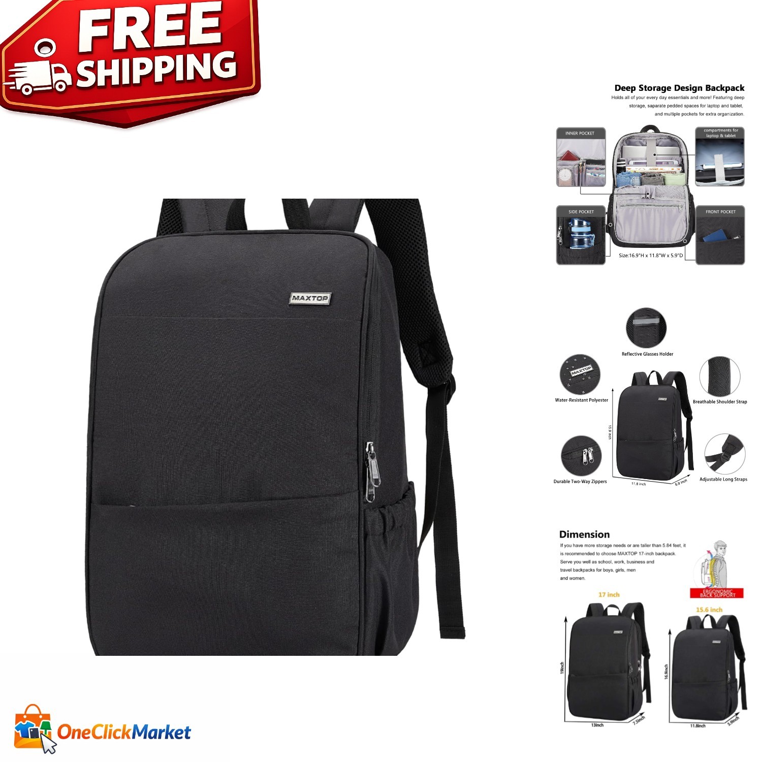 Stylish Business Laptop Backpack - Water Resistant & Organizes Up to 15.6 Inch