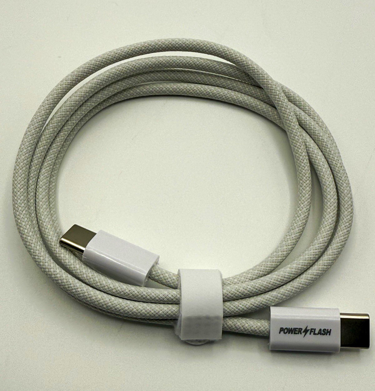 Power Flash 60W USB-C to USB-C Braided Charging Data Cable White 3.3ft 1m