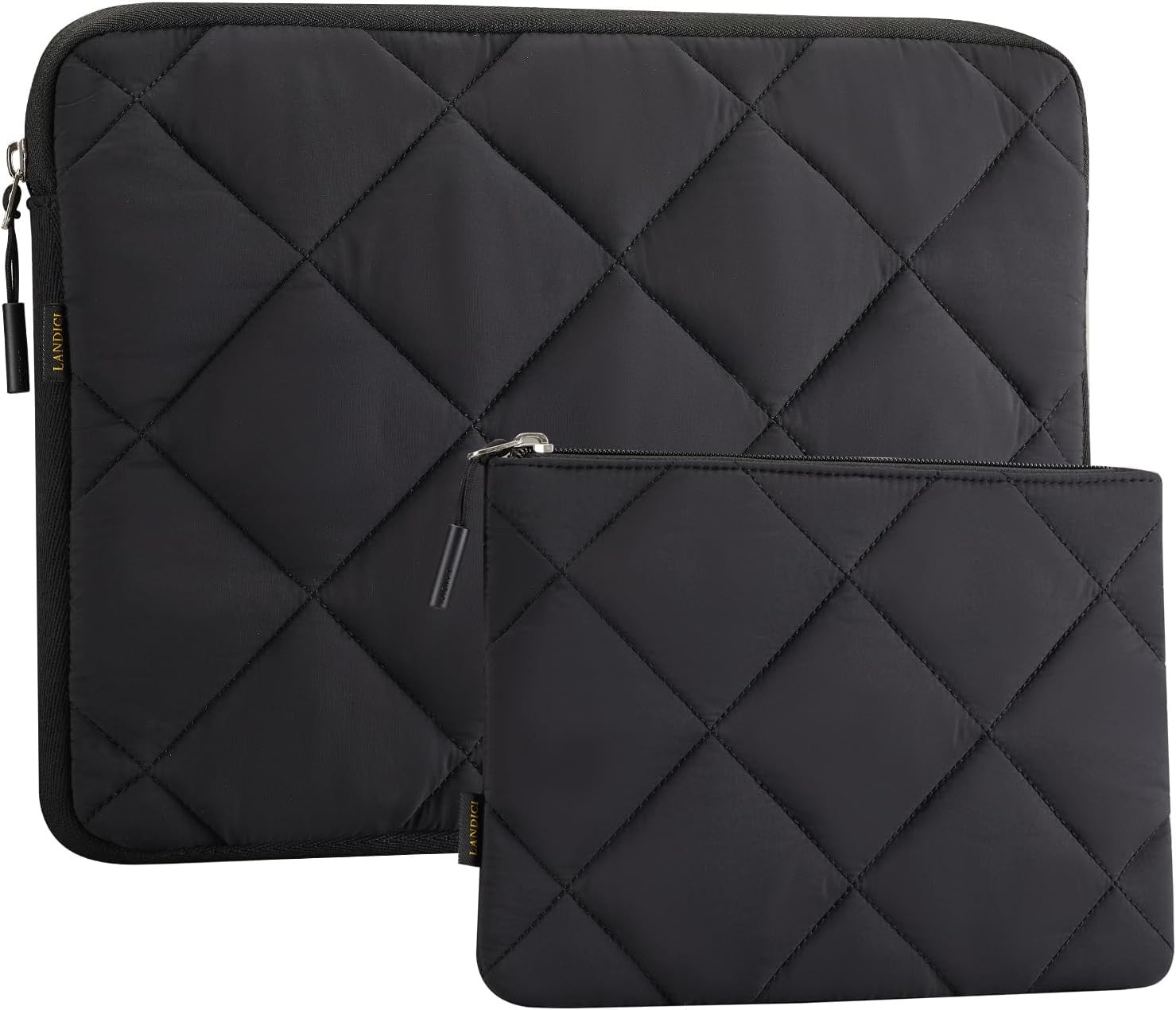 Puffy Laptop Sleeve Case for 14 to 15 Inch Laptops, Black | Quilted Soft-Shell C