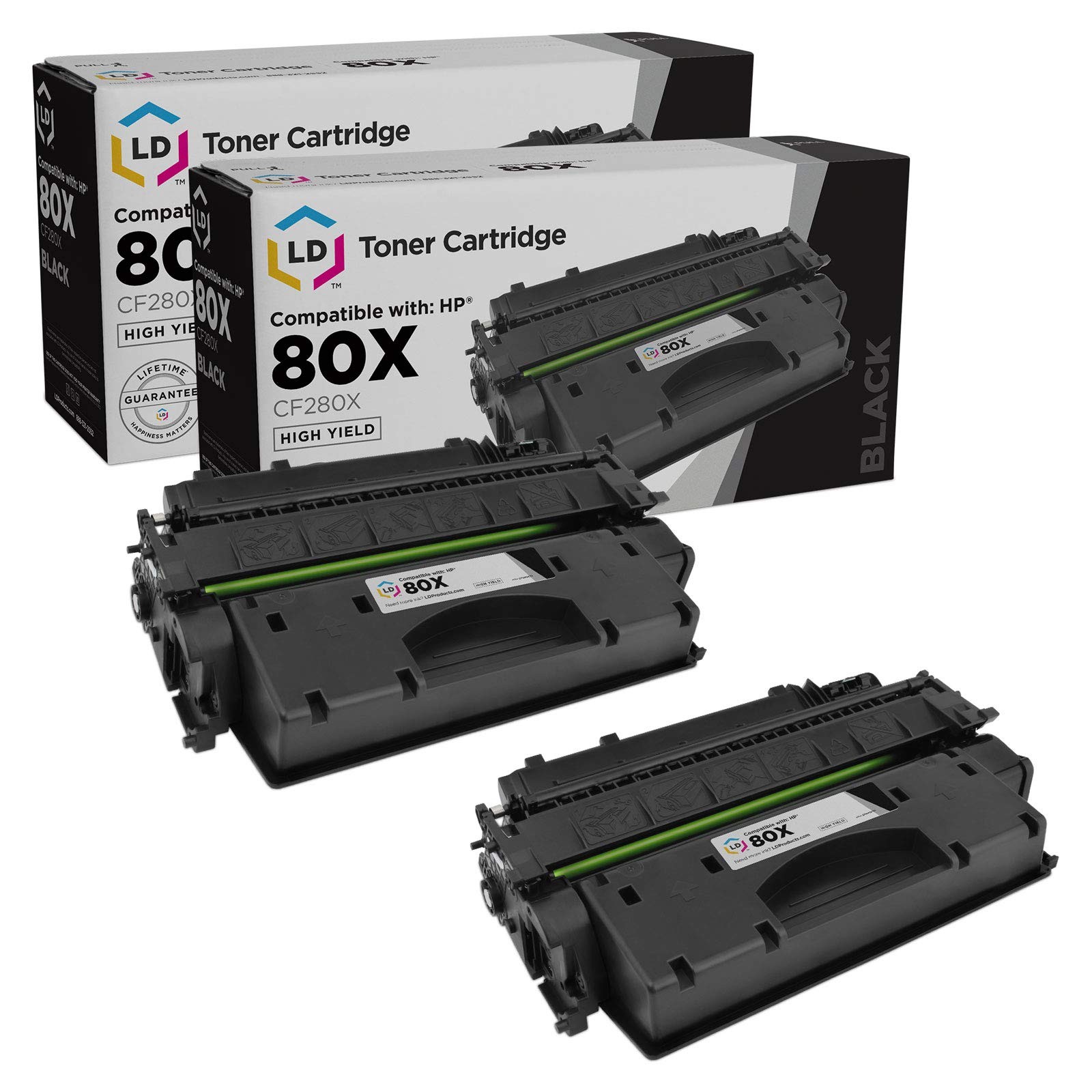LD 2PK CF280X 80X Black High Yield Toner Cartridge for HP LaserJet M401dn M425dn