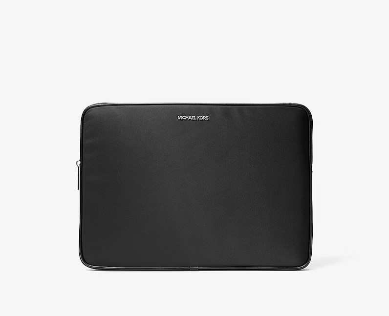 Michael Kors Jet Set Travel Nylon 13in Laptop Sleeve Case Black Zip Pouch Black