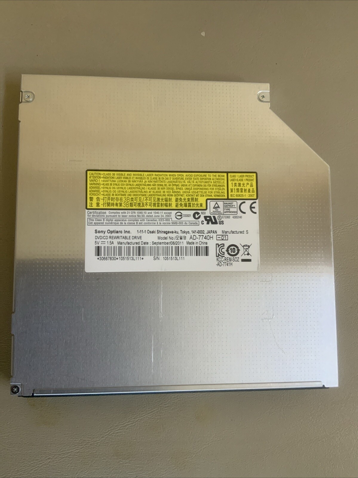 NEW Sony Optiarc AD-7740H-VN 12.7mm 8X Tray DVDRW SATA