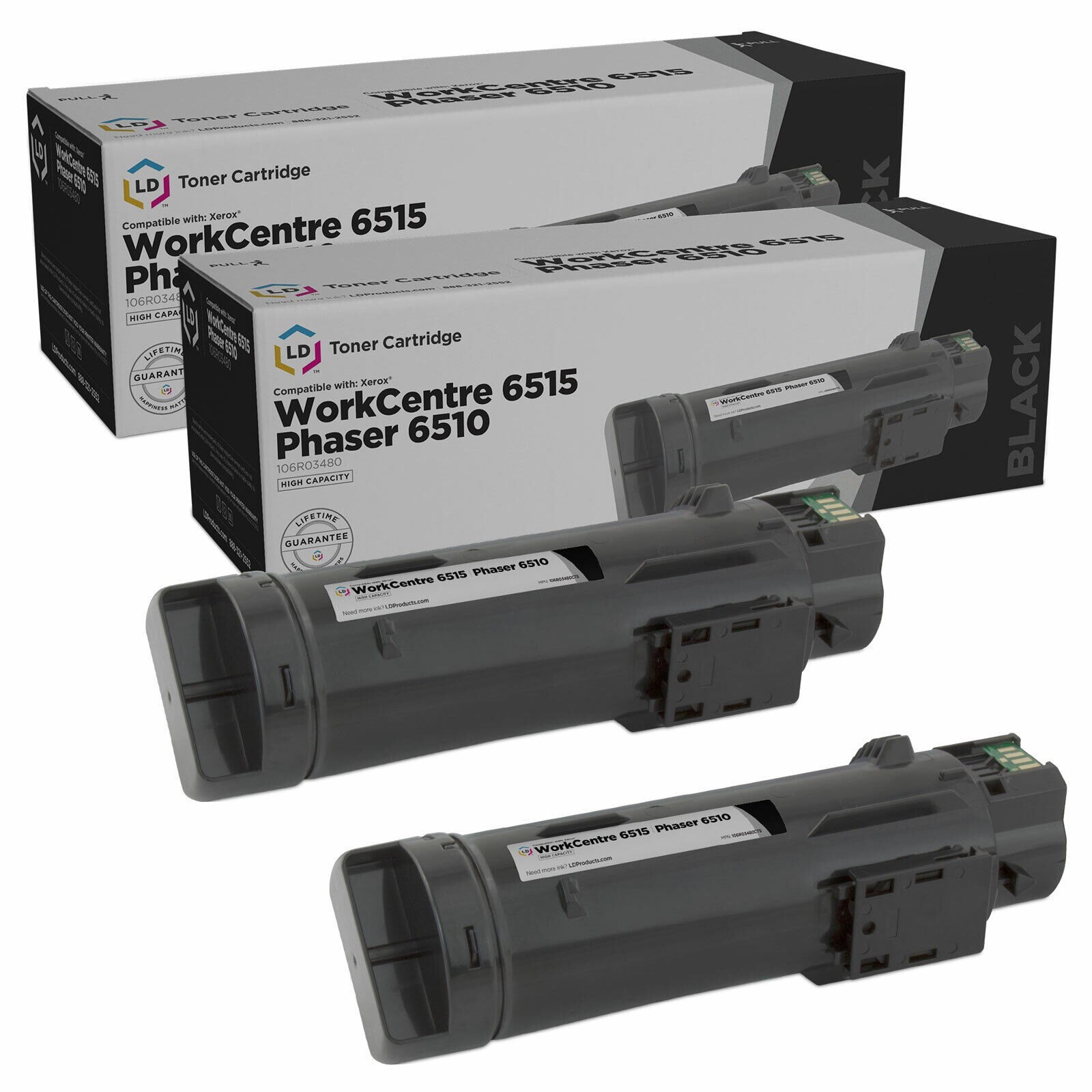 LD Compatible Xerox 106R03480 Black Toner 2PK for Phaser 6515 & WorkCentre 6515