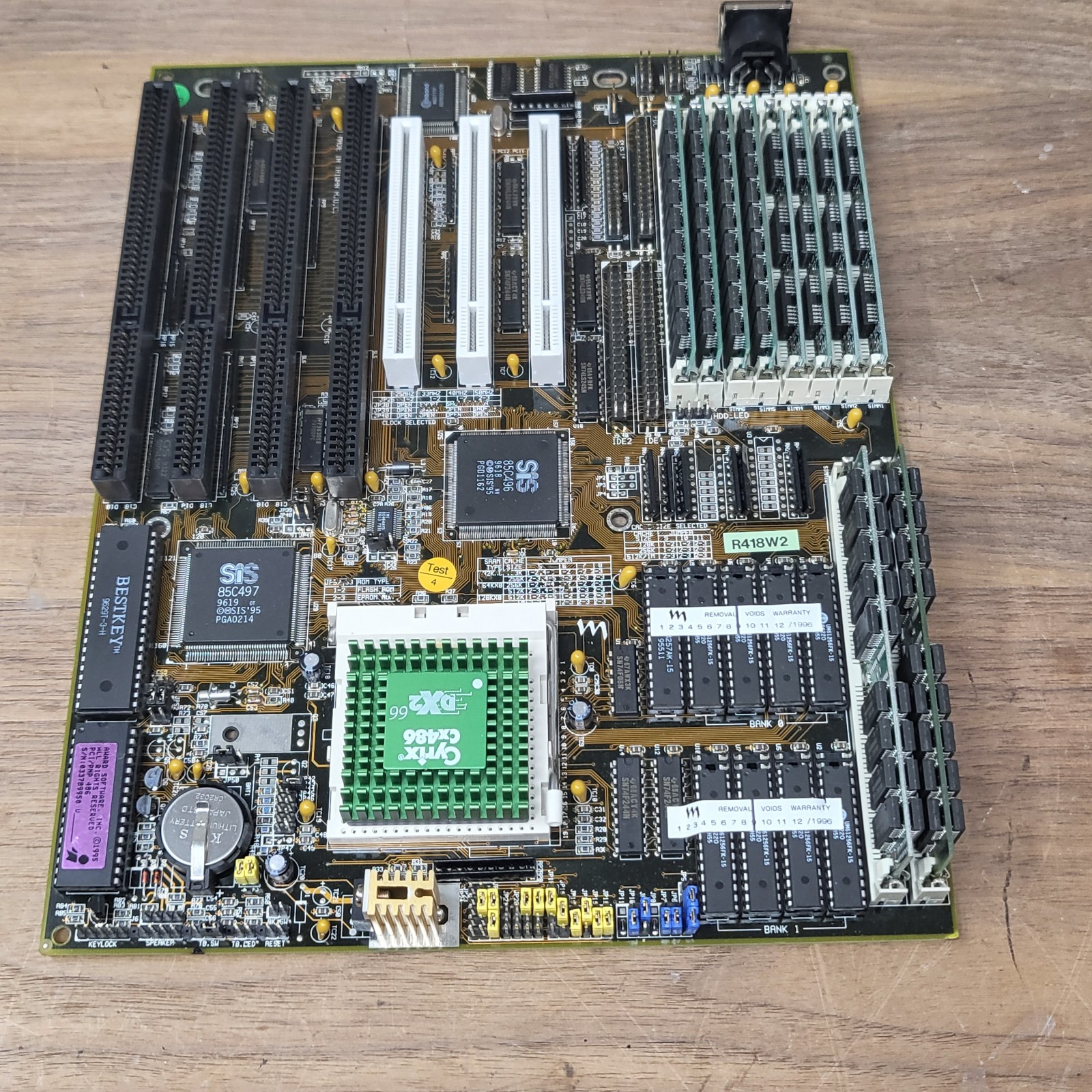 MTech R418W2 486 Motherboard Cyrix Cx486 DX2-66 SiS 496/497 RAM Cache ISA PCI