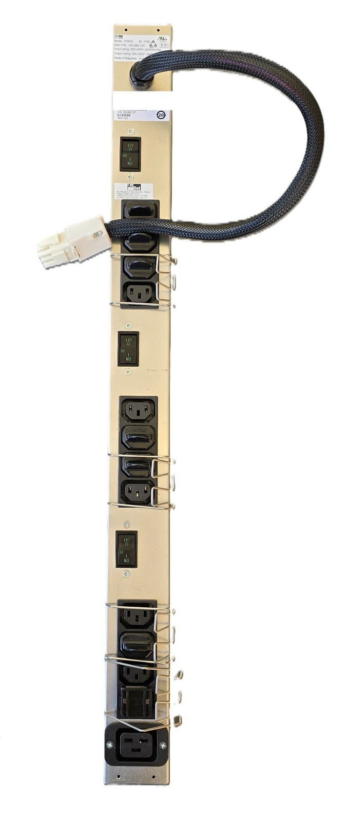 EMC Concurrent AcBel 0T9019 Rack PDU 100-885-137 200-240V 24A 12x C13 1x C19