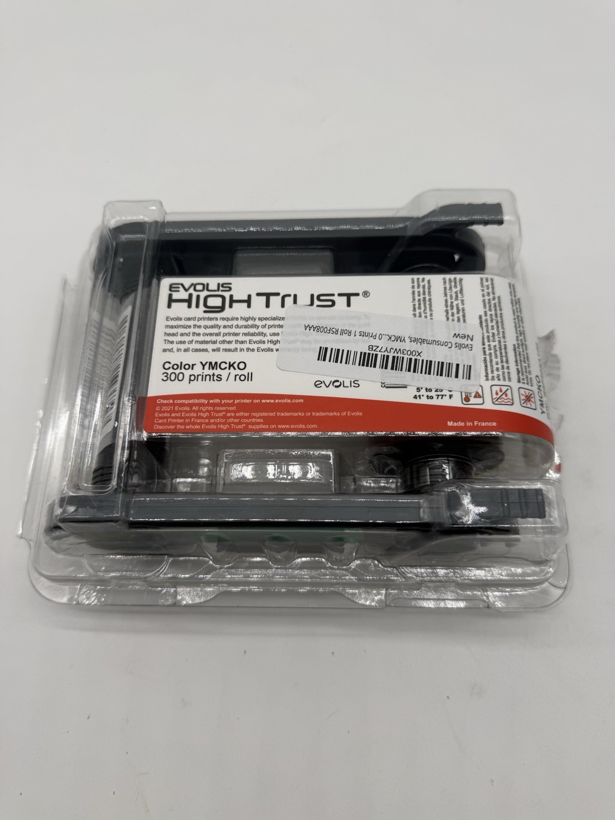 Evolis High Trust Black Color YMCKO 300 Ink Roll Print Cartridge New Open Box