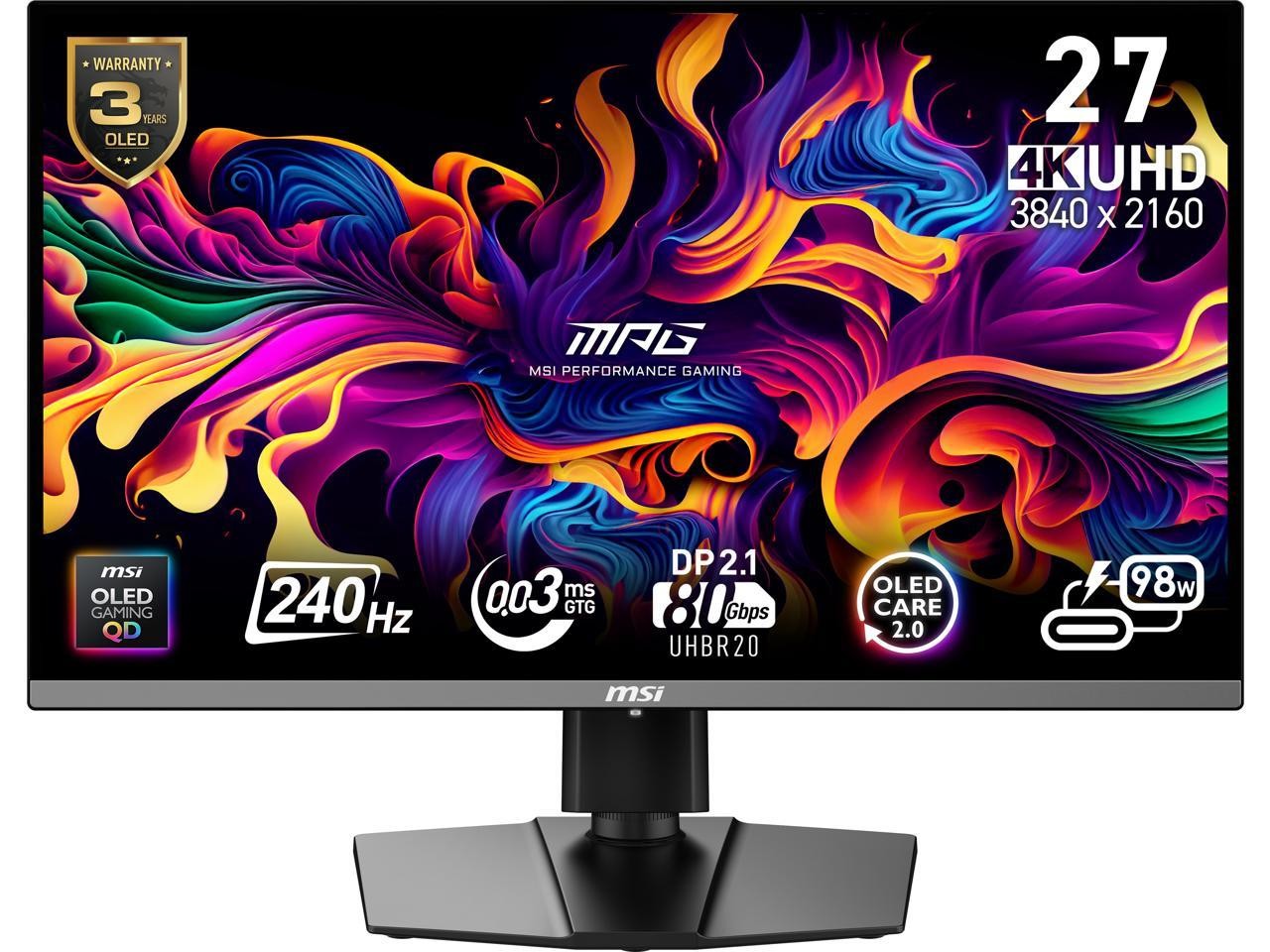 MSI MPG 322URX QD-OLED UHD 240Hz 27 inch Gaming Monitor (9s6-3cd79a-018)