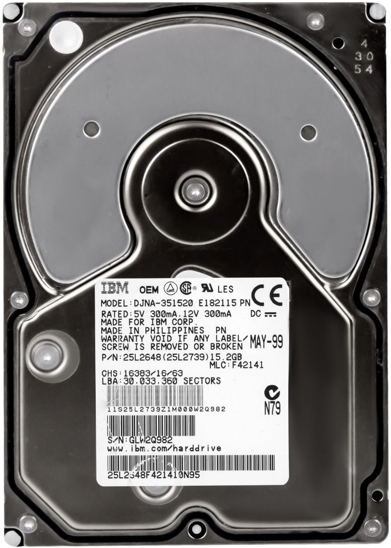 HARD DRIVE IBM 25L2648 DJNA-351520 15.2GB 5400RPM 430KB CACHE ATA 3.5'' inch