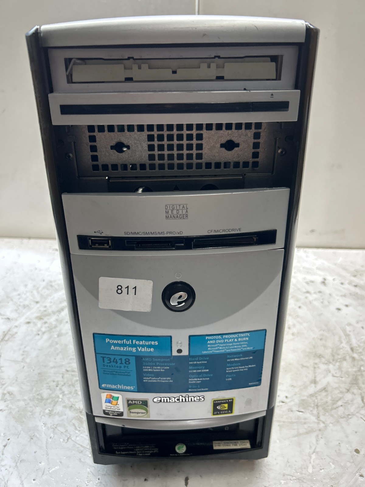 eMachines T3418 AMD Sempron 3400+ 2.0GHz 512MB NO HDD