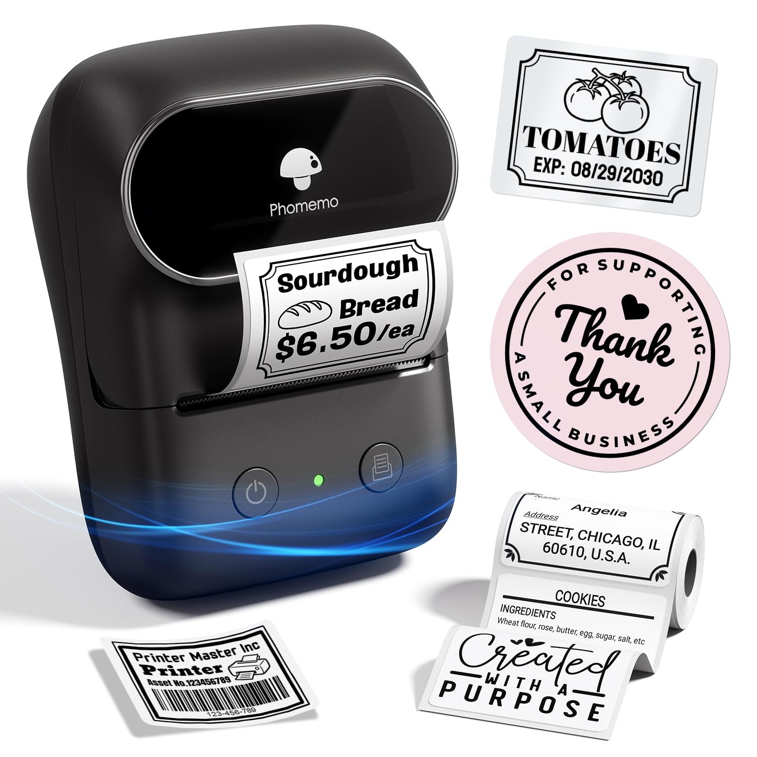 M108 Bluetooth Label Maker Machine, 2 Inch Portable Thermal Printer