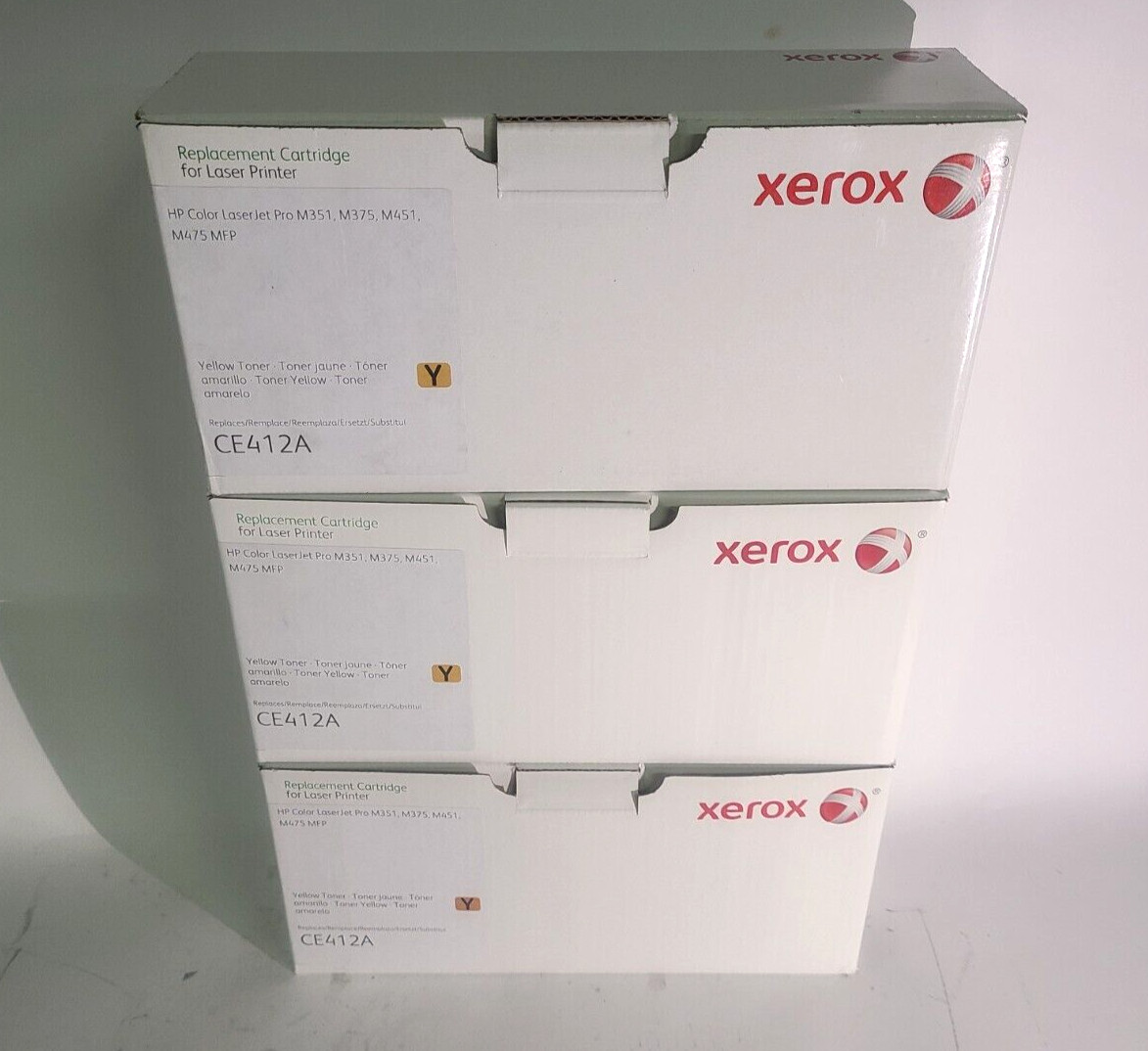 Lot of 3 Open Box Xerox 006R03017 Replacement Toner for HP CE412A Yellow