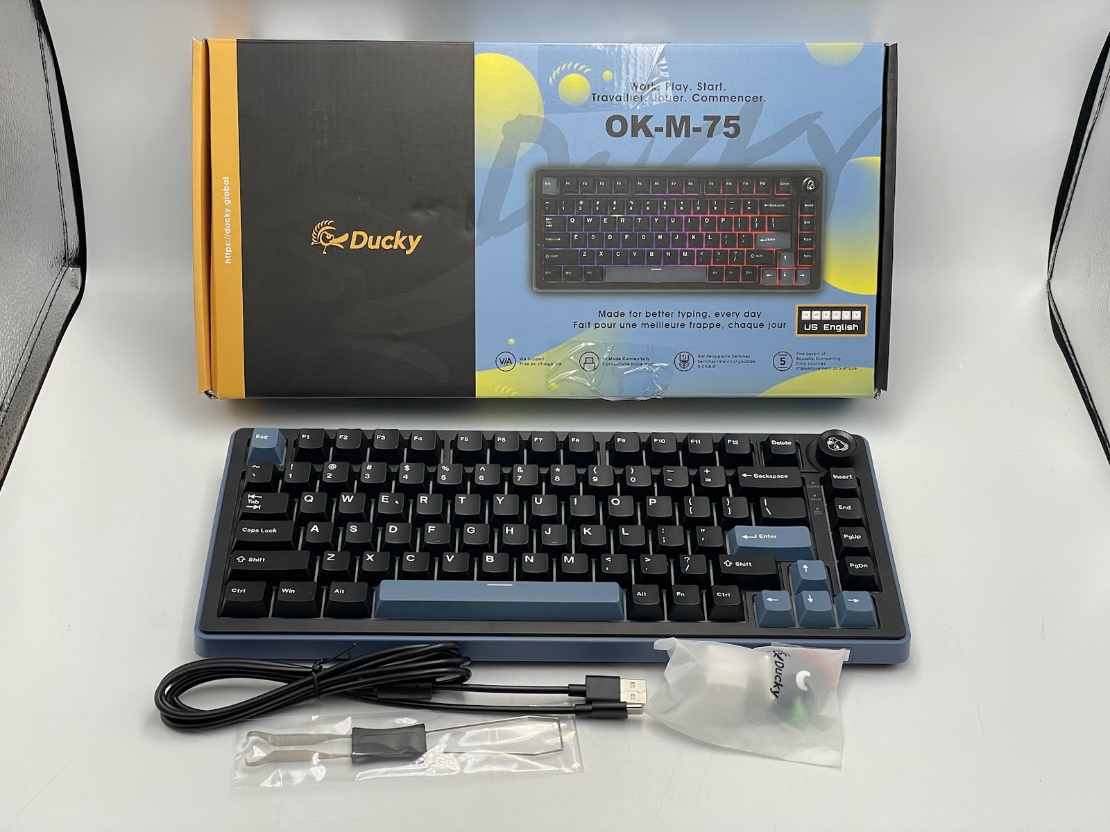 Ducky OK-M 75% Tri-mode Wireless Mechanical Gaming Keyboard - OPEN BOX