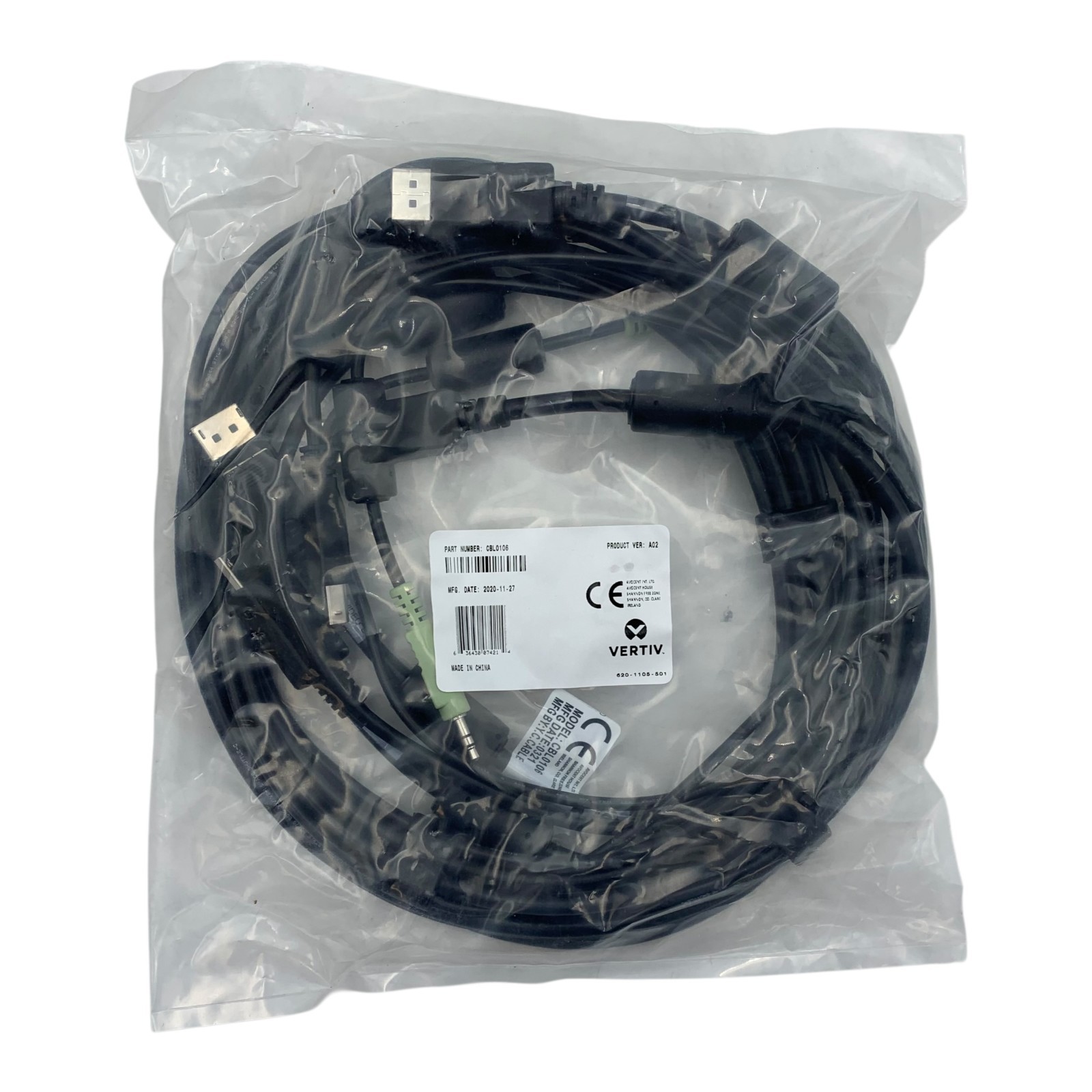 Avocent CBL0106 KVM Audio Cable 6ft Black - Unit NEW SEALED