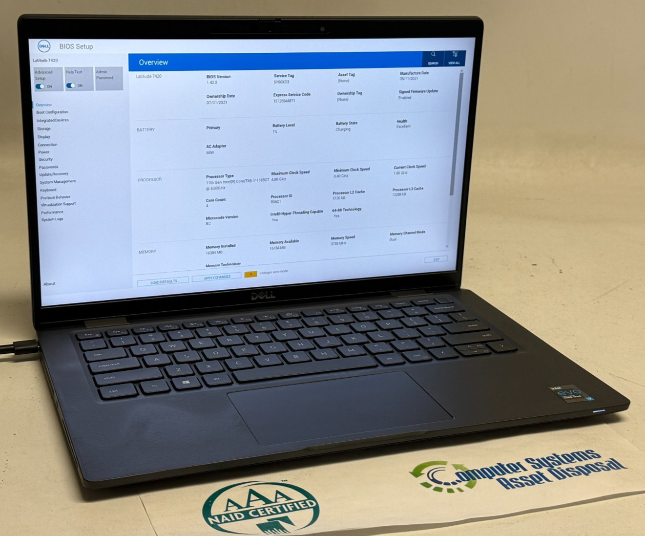 Dell Latitude 7420 14" (i7-1185G7 3.0GHz - 16GB RAM - 256GB SSD - Win11Home)