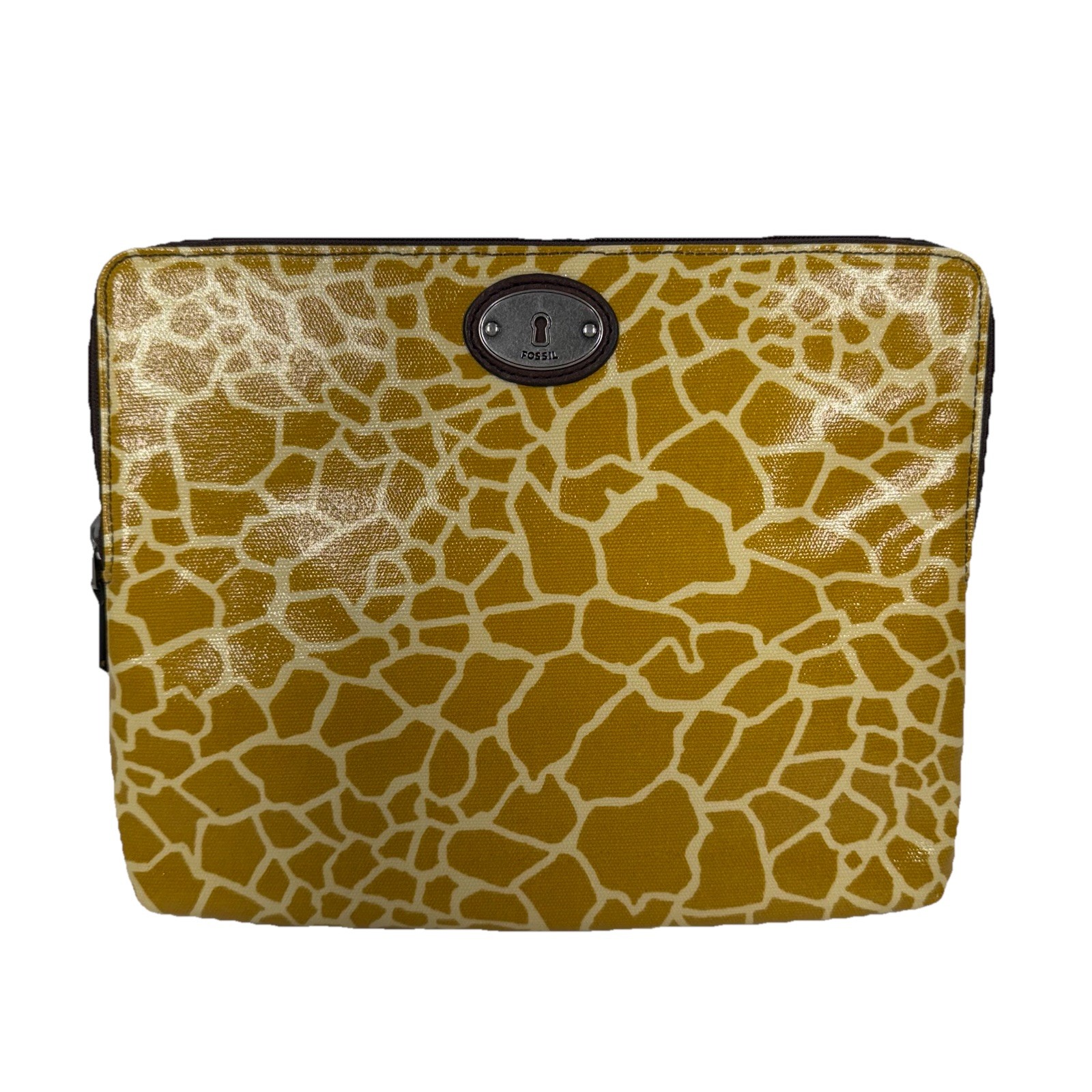 Fossil Key-Per Coated Canvas Zipper Top Giraffe Print Tablet Case