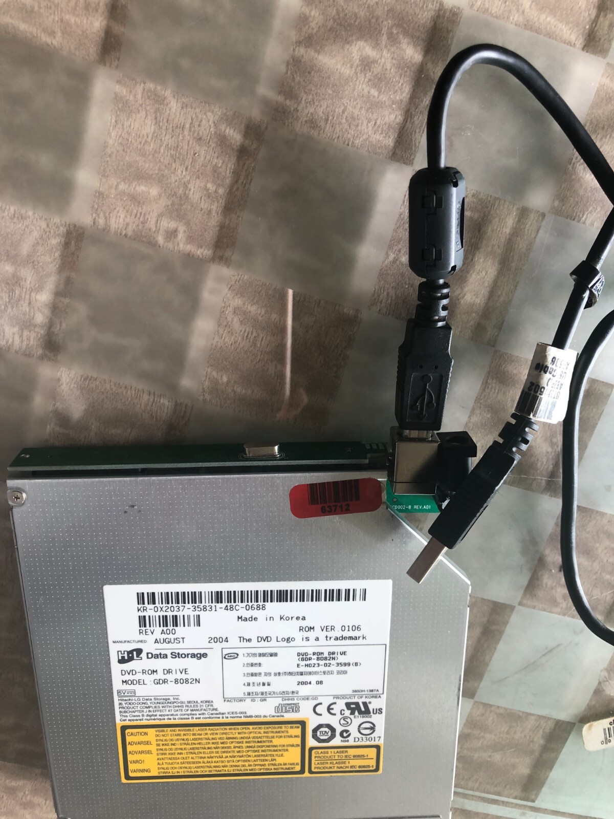 Convert IDE to USB Connector for 12.7mm DVD Optical drive w/Cable