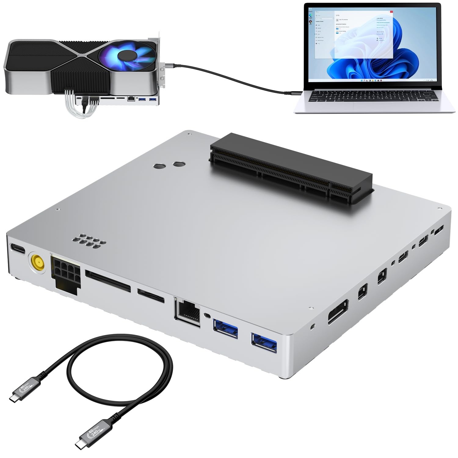 PCIE 3.0 x16 24Gbps Thunderbolt eGPU Dock,Cable External GPU NVIDIA AMD Graphics