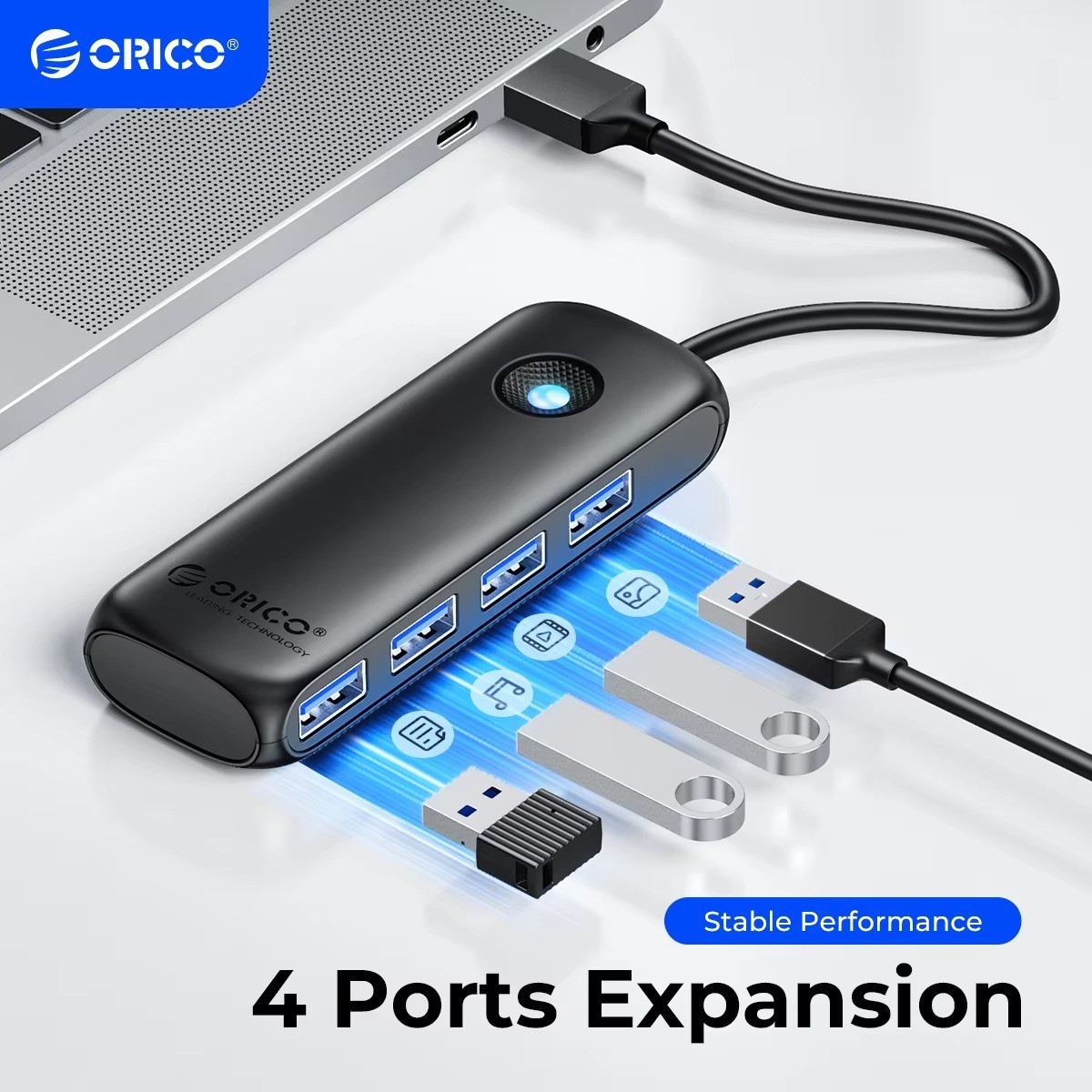 ORICO 4-Port USB Hub USB 3.0/2.0 Multi Splitter Power Adapter OTG PC Accessories